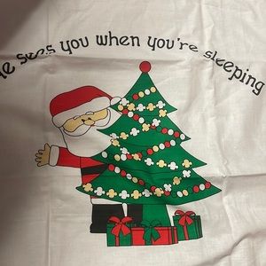 Ganz brand standard Christmas cotton pillowcase - santa with tree (he sees you)